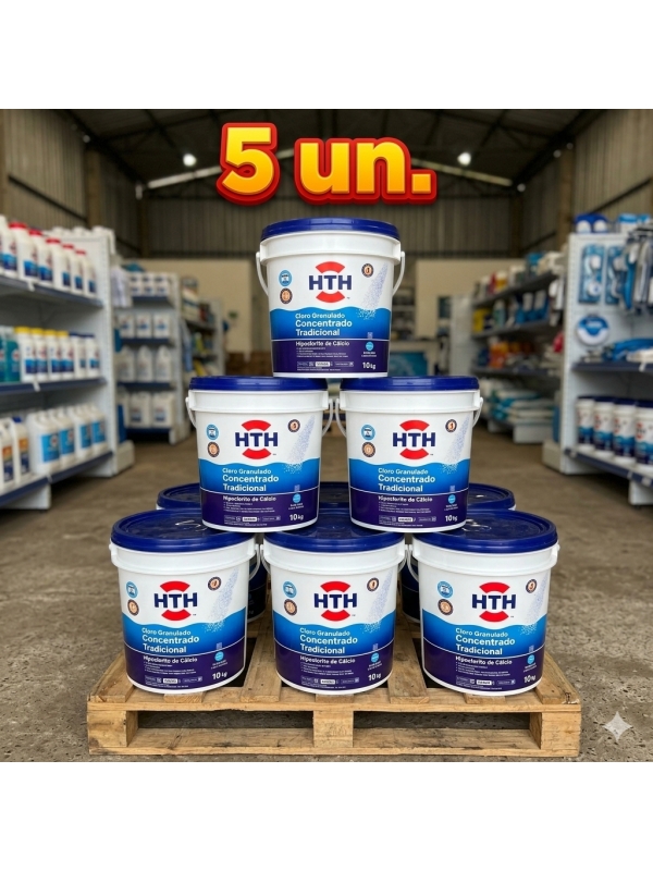 5 Baldes Cloro Granulado HTH puro - 65 % ativo HTH 10 kg