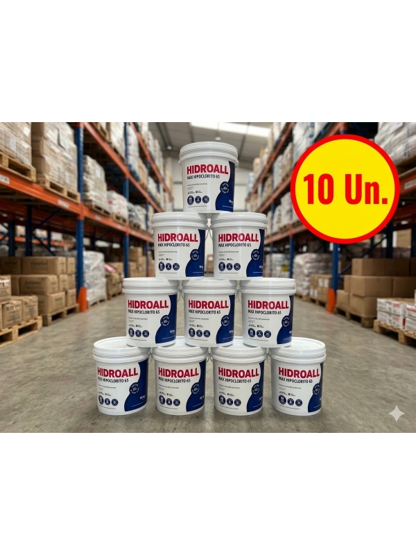 10 Baldes Cloro Granulado Max Hipo puro - 65 % ativo Hidroall 10 kg