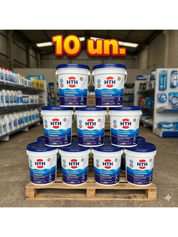 10 Baldes Cloro Granulado HTH puro - 65 % ativo HTH 10 kg
